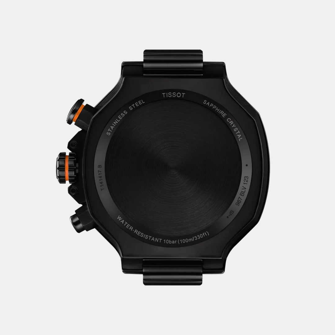 Tissot T-Race Chronograph 45mm Quartz Watch – Black Dial Orange Rubber Strap