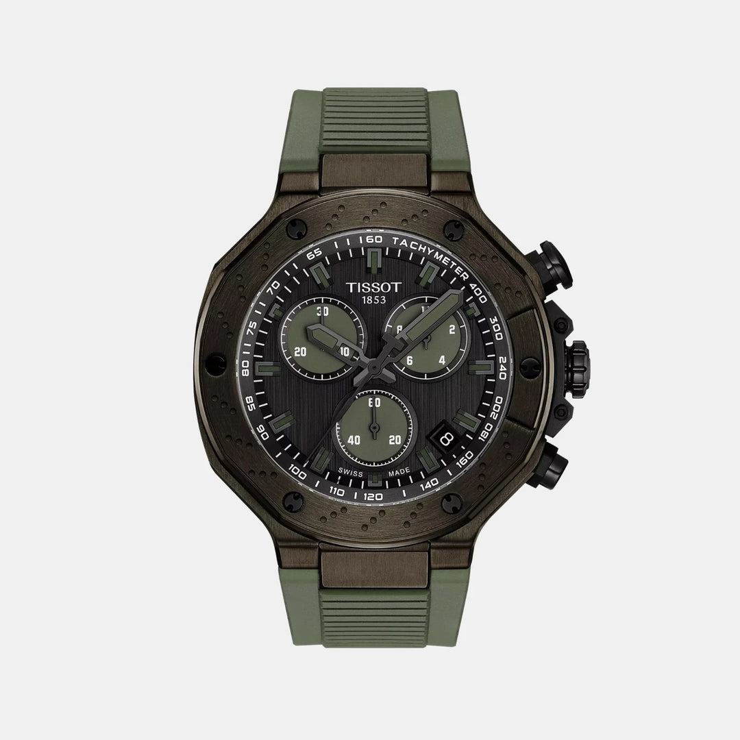 Tissot T-Race Chronograph 45mm Quartz Watch – Grey Dial Green Silicone Strap