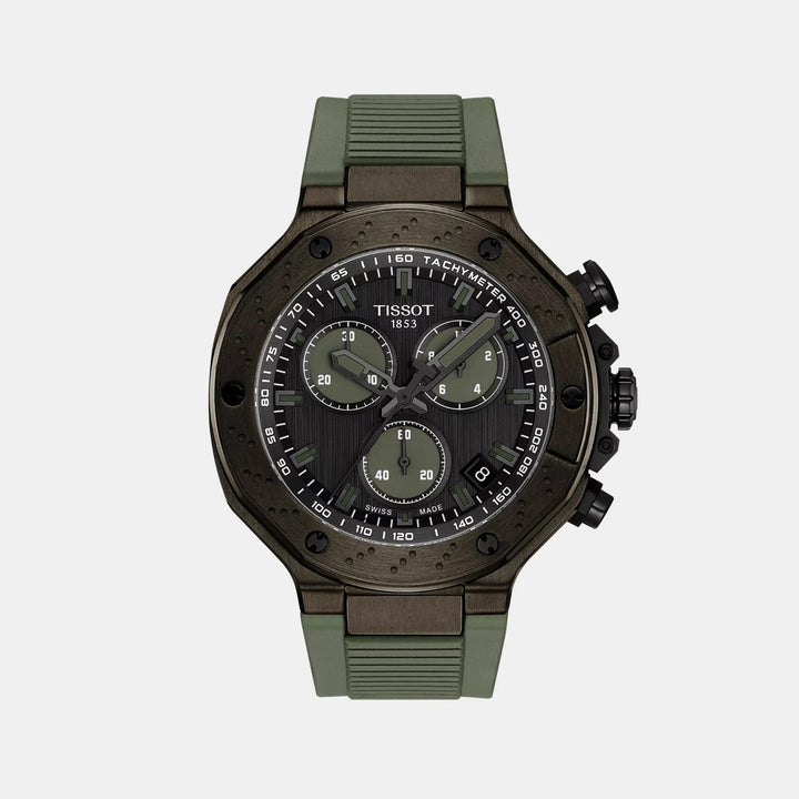 Tissot T-Race Chronograph 45mm Quartz Watch – Grey Dial Green Silicone Strap