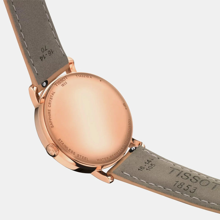 Tissot Everytime 34mm Quartz Watch – Silver Dial Rose Gold Leather