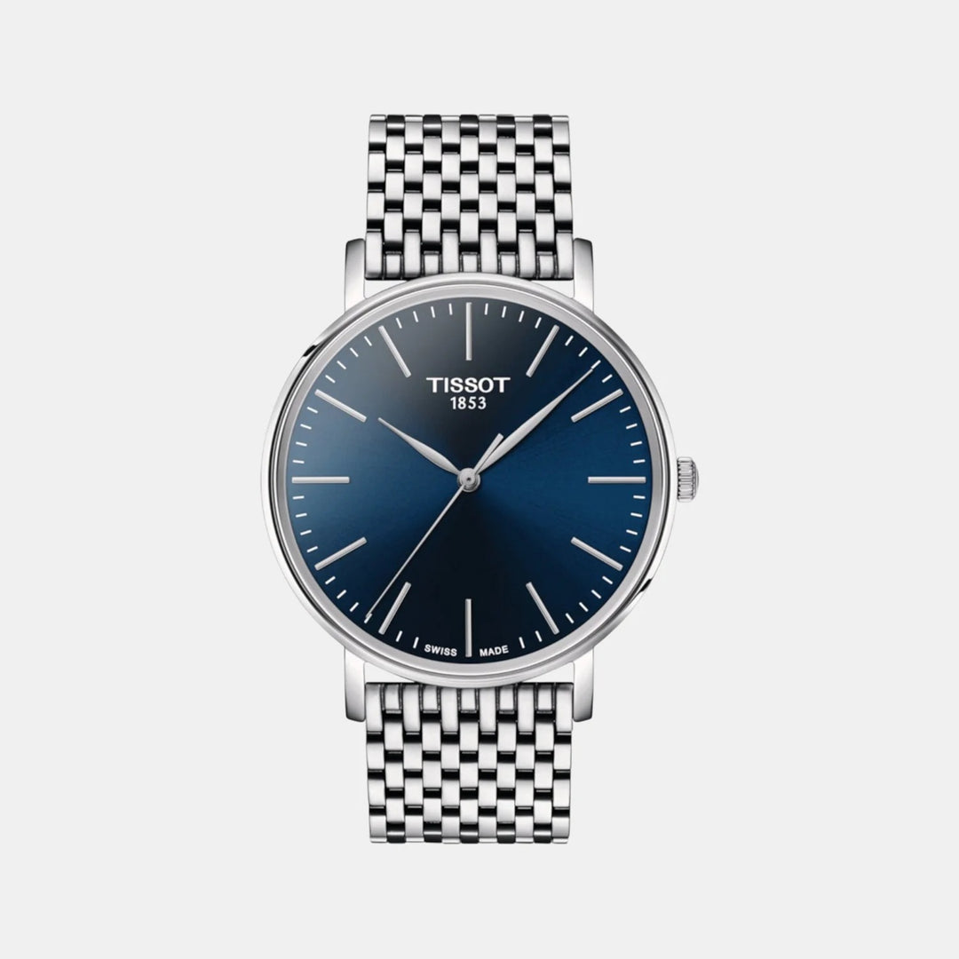 Tissot Everytime 40mm Quartz Watch – Blue Dial Steel Mesh