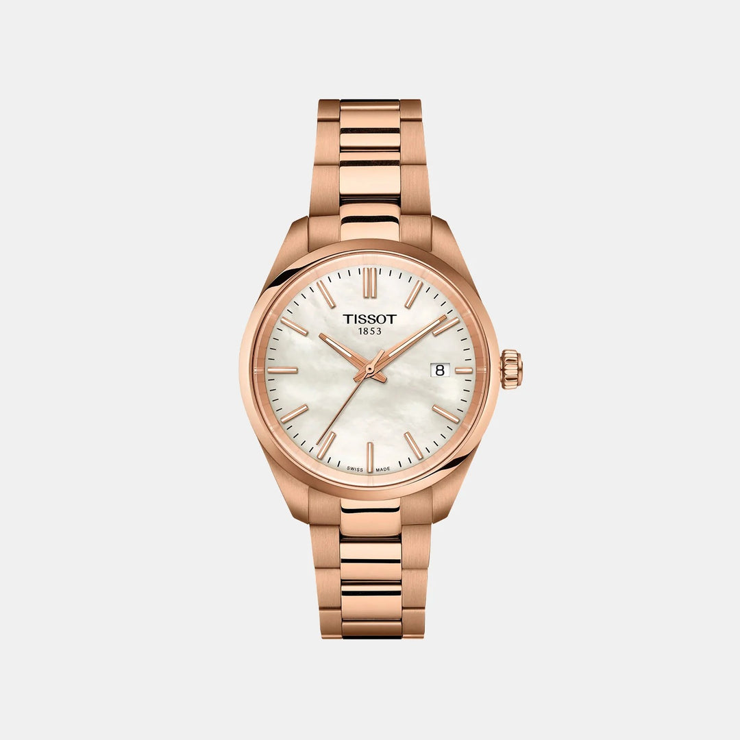 Tissot PR 100 34mm Quartz Watch – Mother of Pearl Dial Yellow Gold PVD