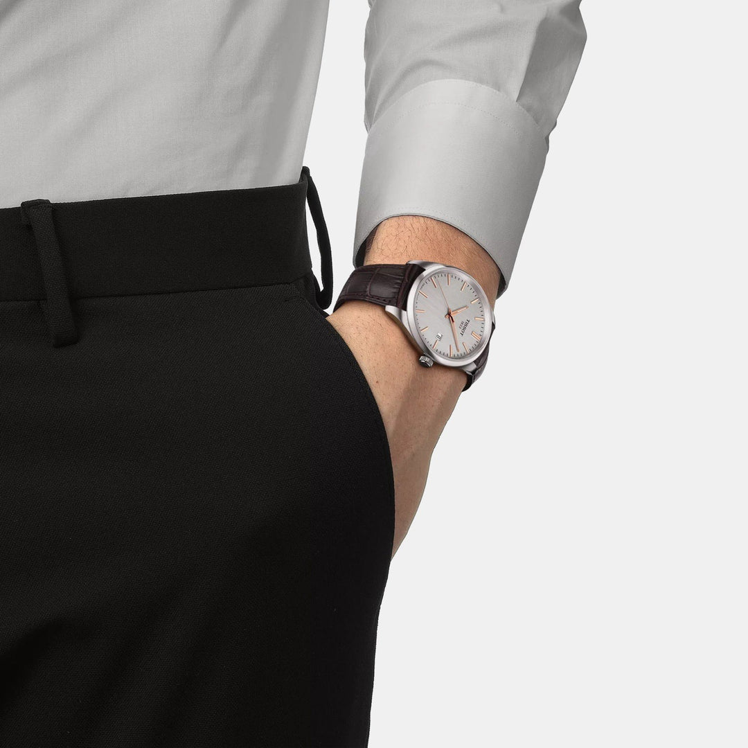 Tissot PR 100 40mm Quartz Watch – Silver Dial Leather Strap