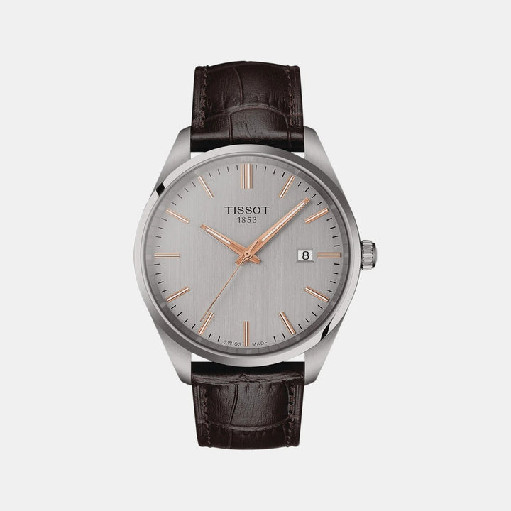 Tissot PR 100 40mm Quartz Watch – Silver Dial Leather Strap