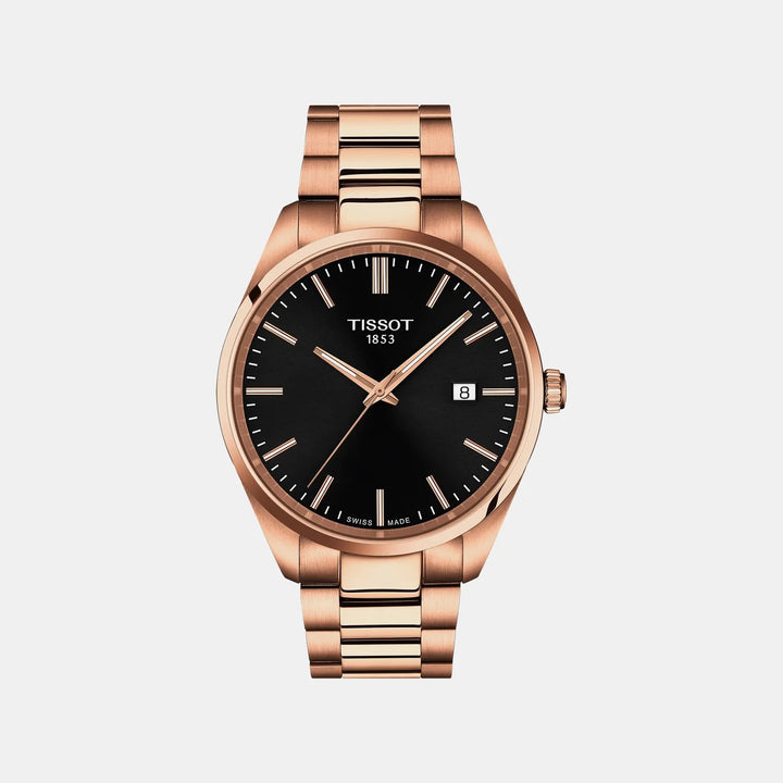 Tissot PR 100 40mm Quartz Watch – Black Dial Yellow Gold PVD