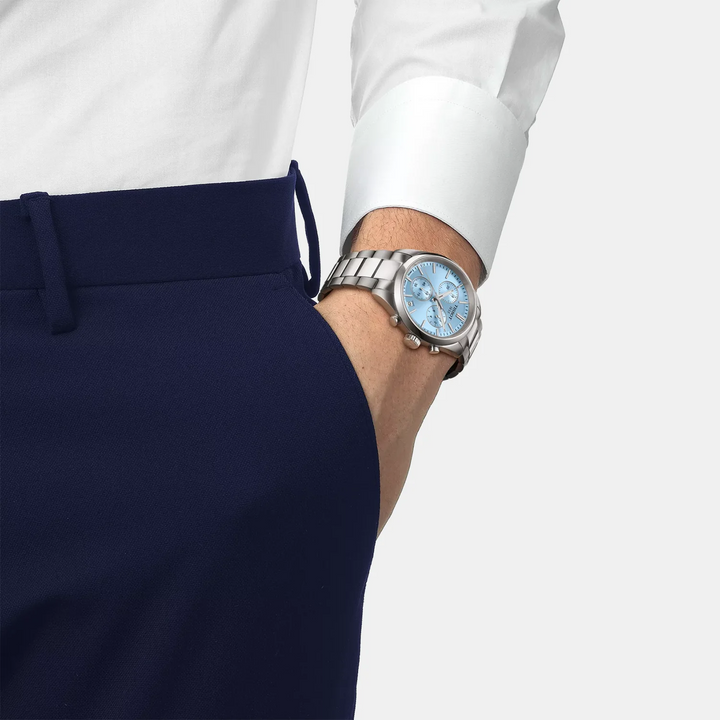 Tissot PR 100 Chronograph 40mm Quartz Watch – Ice Blue Dial