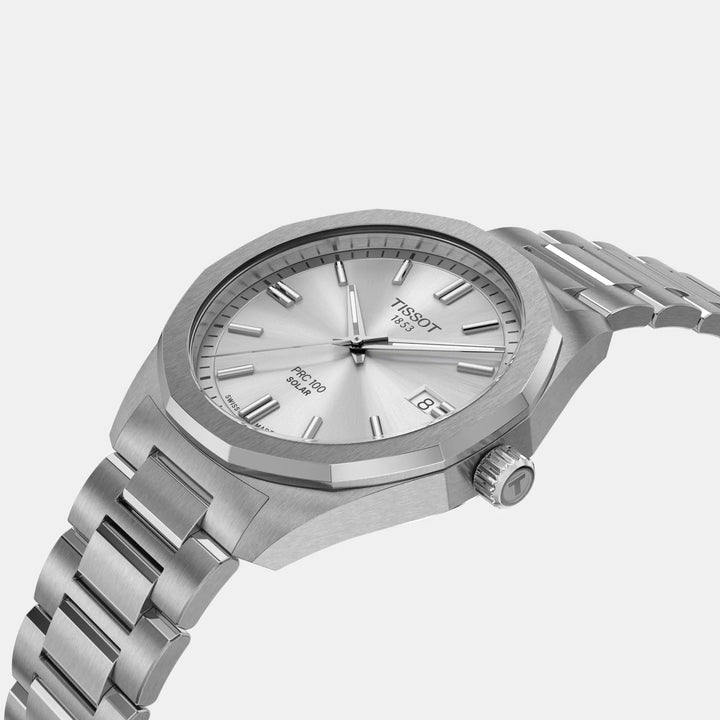 Tissot PRC 100 Solar 39mm Quartz Watch – Silver Dial