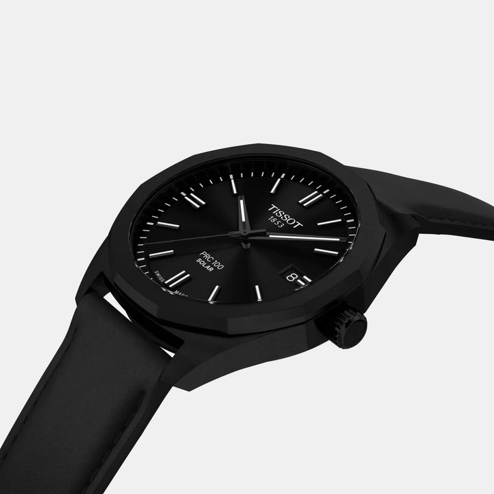 Tissot PRC 100 Solar 39mm Quartz Watch – Black Dial Black PVD
