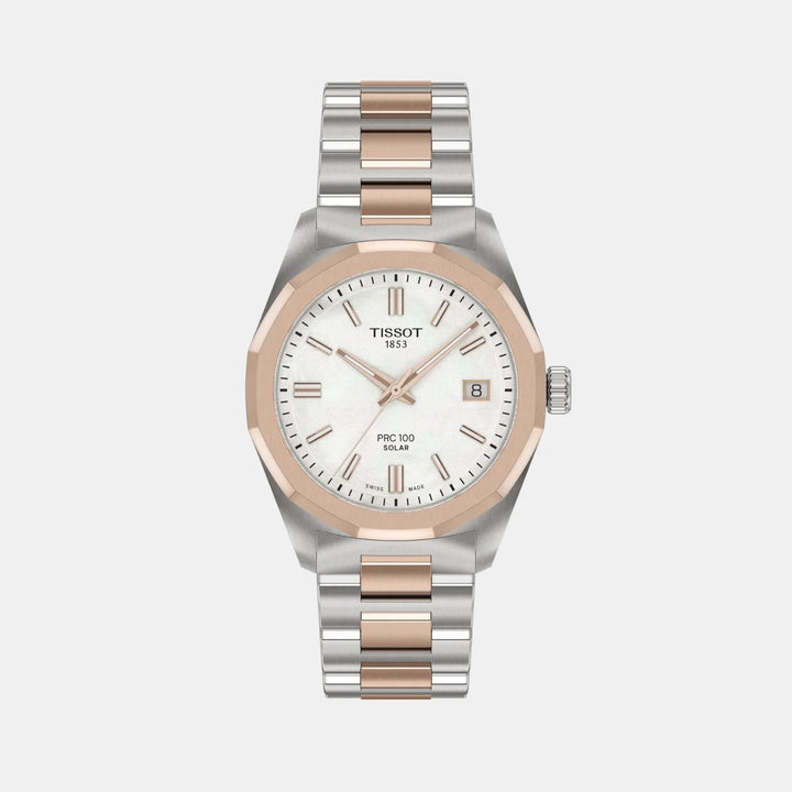 Tissot PRC 100 Solar 34mm Mother-of-Pearl Dial Two-Tone Bracelet
