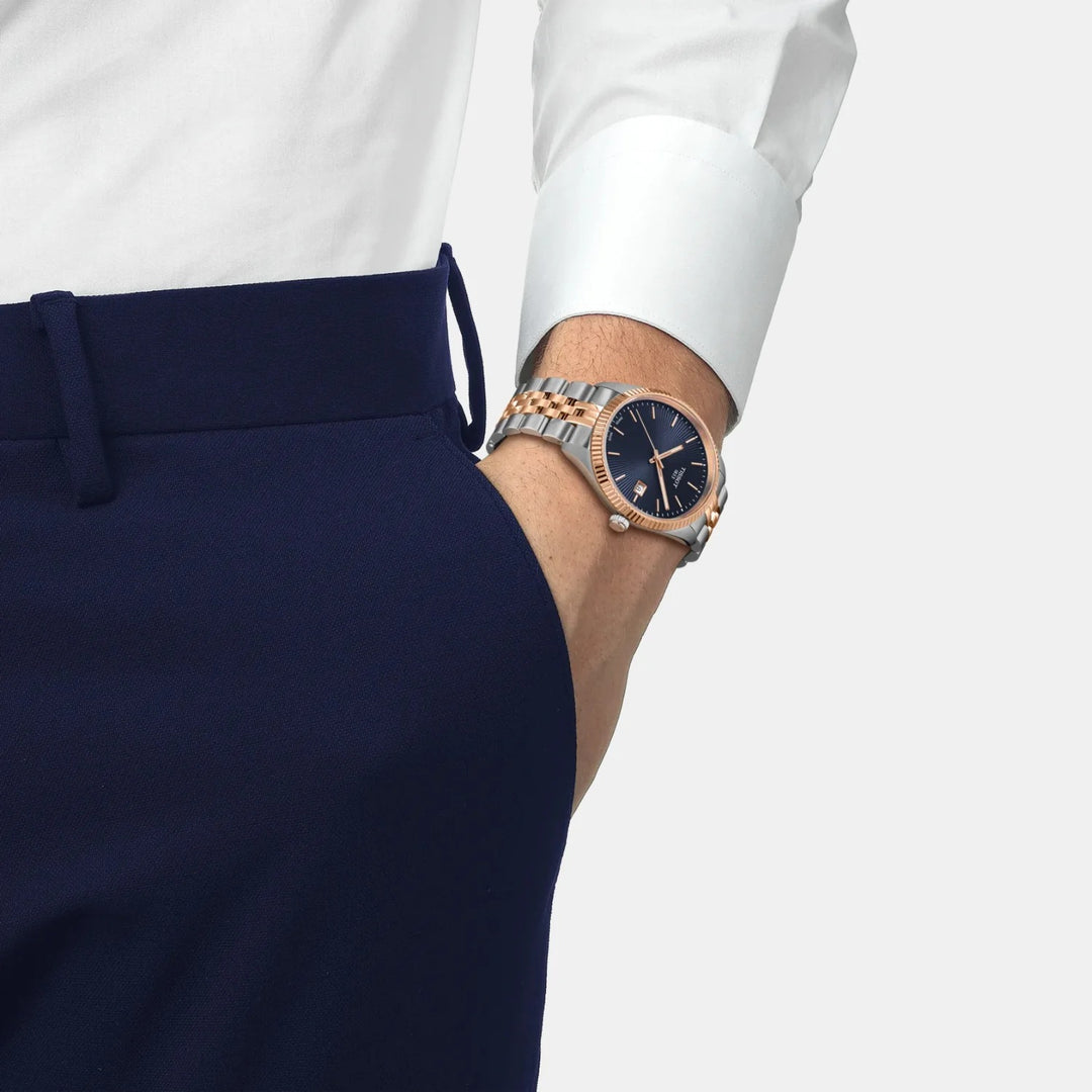 Tissot Ballade 40mm Blue Dial Two-Tone Rose Gold Bracelet