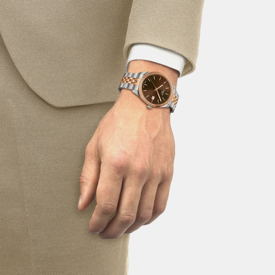 Tissot Ballade 40mm Brown Dial Two-Tone Rose Gold Bracelet